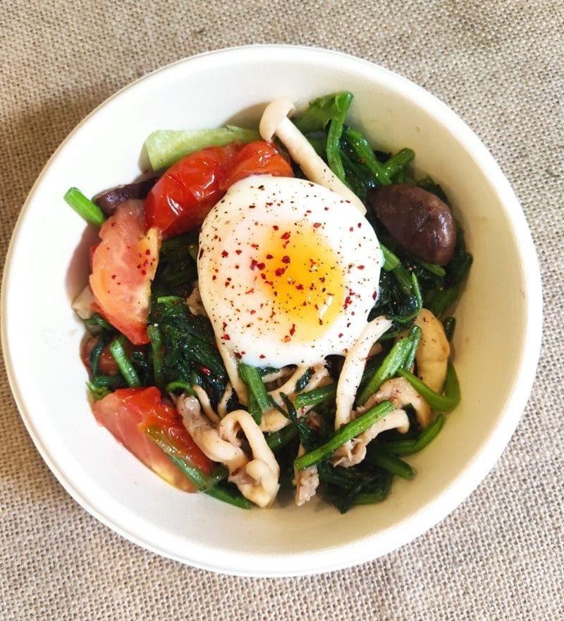 Warm Salad with Poached Eggs