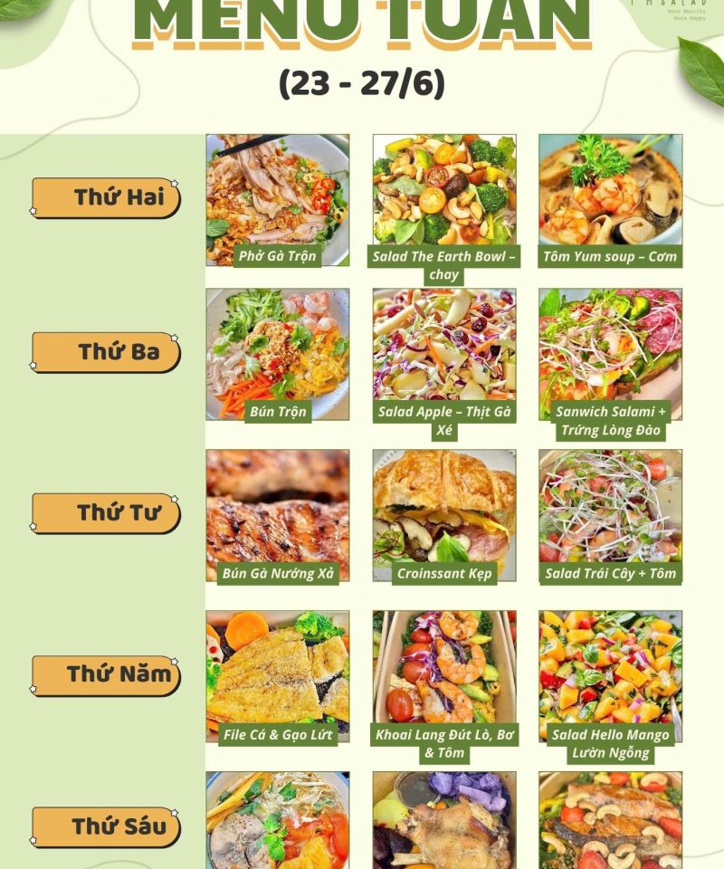 Dịch vụ thiết kế thực đơn healthy cá nhân hóa